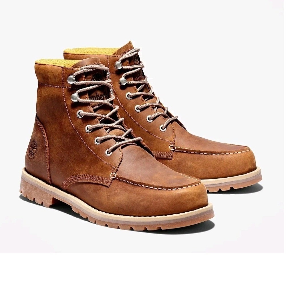 Timberland Redwood Falls Mens Waterproof Moc Toe Boots Brown Leather New Size 11